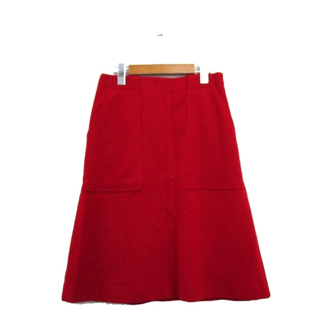 Adam et Rope'(アダムエロぺ)のアダムエロペ  台形 スカート ベイカースカート 膝丈 ウール 38 レッド 赤 レディースのスカート(ひざ丈スカート)の商品写真