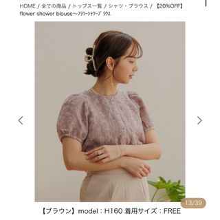 フラワー(flower)のFlower シャワーブラウス　ブラウン(シャツ/ブラウス(半袖/袖なし))