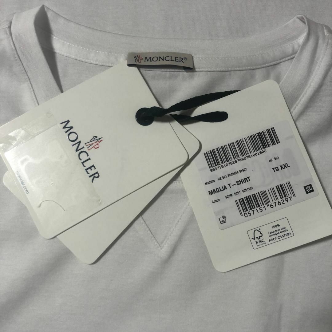 MONCLER(モンクレール)のXXLサイズ Moncler モンクレール ダブルロゴ入りTシャツ ホワイト メンズのトップス(Tシャツ/カットソー(半袖/袖なし))の商品写真