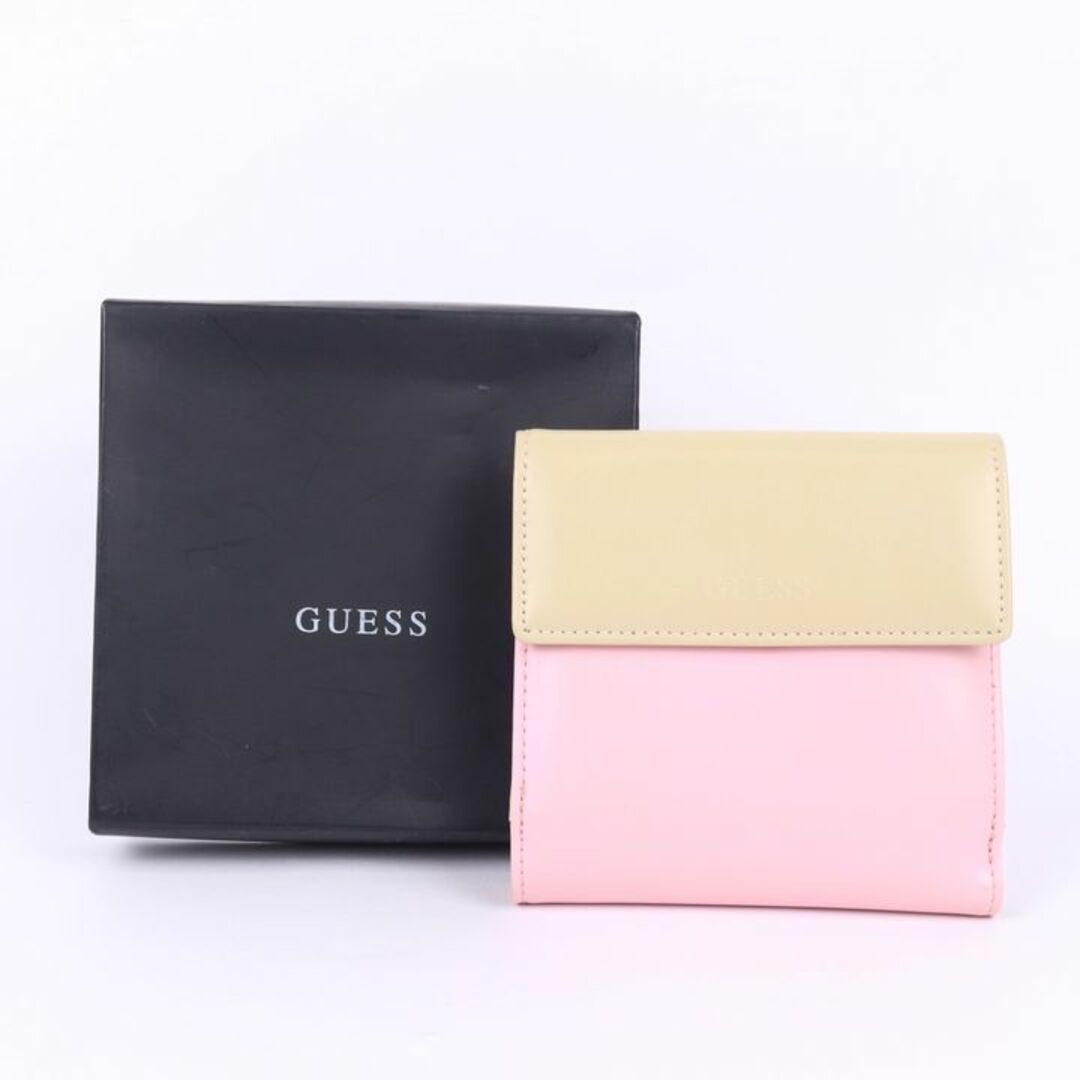 GUESS(ゲス)のゲス 二つ折り財布 良品 バイカラー 小銭入れあり ロゴ ブランド ウォレット レディース ピンク Guess レディースのファッション小物(財布)の商品写真