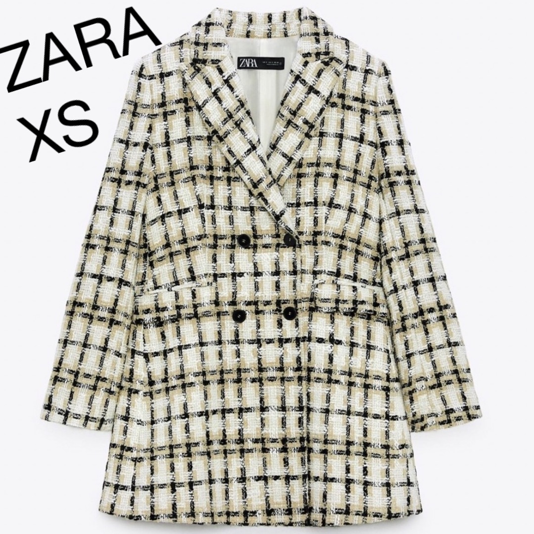 ZARA(ザラ)のロングテクスチャーチェックブレザー レディースのジャケット/アウター(テーラードジャケット)の商品写真