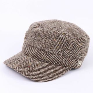 ニューエラー(NEW ERA)のニューエラ ワークキャップ 良品 ツイード ロゴ刺繍 ウール混 ゴルフ ブランド 帽子 レディース ブラウン NEW ERA(キャップ)