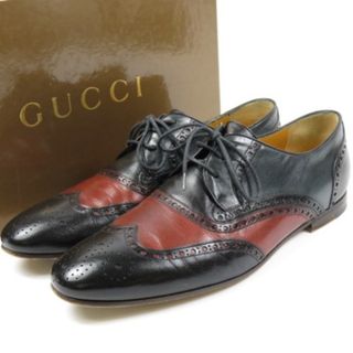 グッチ(Gucci)の極美品 GUCCI グッチ ローファー 41 1/2 26.5cm パンチング ドレスシューズ レザー ブラック【中古】(ドレス/ビジネス)