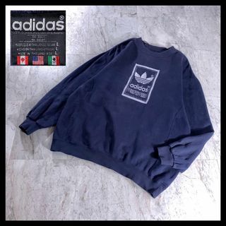 90s adidas ハーフボタンスウェット トレフォイル y2k ストリート