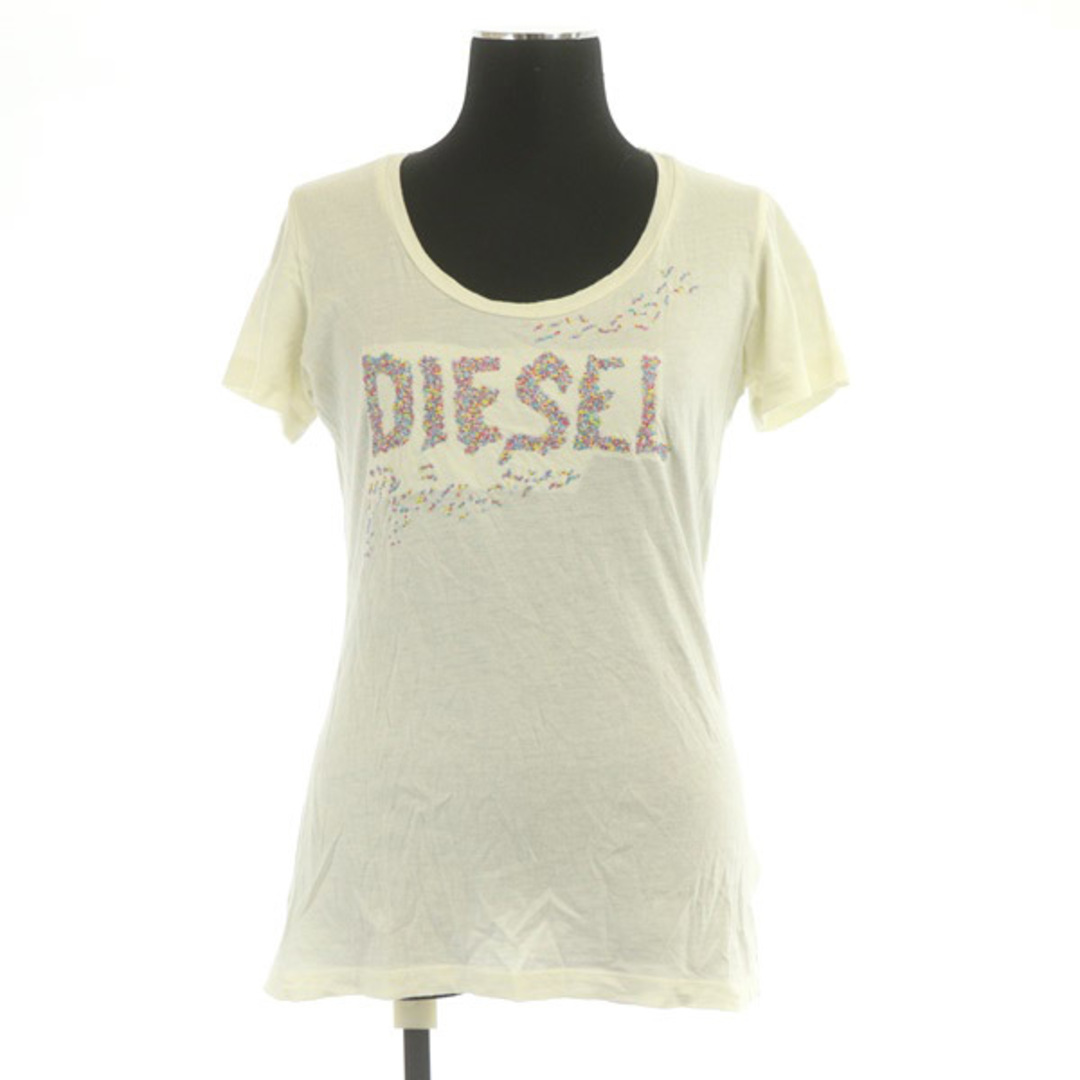 DIESEL(ディーゼル)のディーゼル DIESEL カットソー 半袖 ビーズ刺繍 Uネック コットン XS レディースのトップス(カットソー(半袖/袖なし))の商品写真