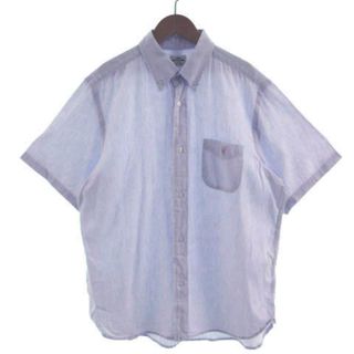コーエン(coen)のコーエン シャツ 半袖 ベア 熊 刺繍 フレンチリネン リネン混 紫系 XL(シャツ)