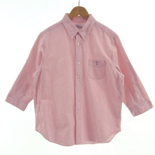 コーエン(coen)のコーエン シャツ ボタンダウン オックスフォード 七分袖 熊 刺繍 ピンク XL(シャツ)