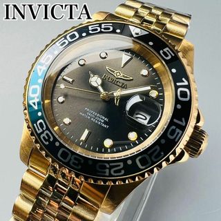 インビクタ(INVICTA)のインビクタ 腕時計 メンズ ブラック新品ゴールド 電池式 クロノグラフ 黒 濃緑(腕時計(アナログ))