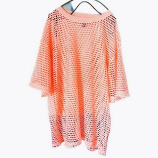 エイチアンドエム(H&M)のH&M エイチアンドエム 半袖 メッシュ カットソー Tシャツ 蛍光 オレンジ(Tシャツ(半袖/袖なし))