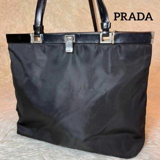 PRADA - 超希少✨プラダ トートバッグ 三角ロゴ がま口 ブラック ...