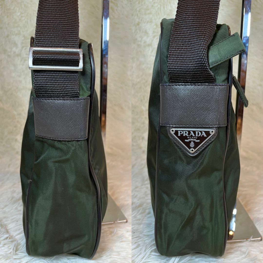 PRADA - 美品✨プラダ ショルダー ナイロン カーキ 三角ロゴ