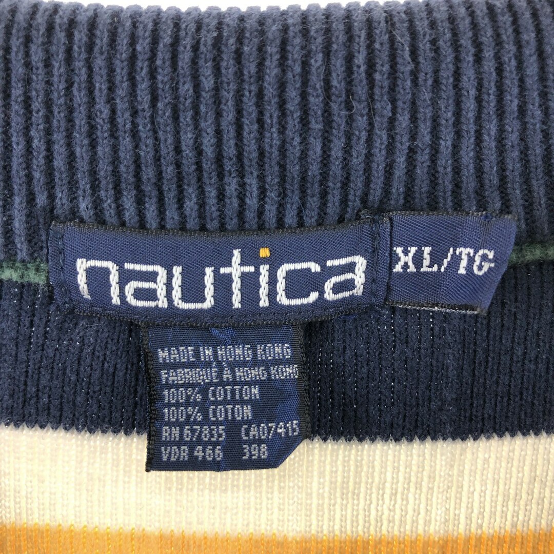 NAUTICA(ノーティカ)の古着 ビックサイズ ノーティカ NAUTICA ボーダー柄 コットンニットセーター メンズXXXL /eaa347119 メンズのトップス(ニット/セーター)の商品写真