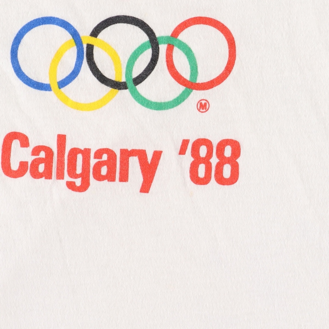 41cm袖丈80年代 CALGARY OLYMPIC カルガリーオリンピック 1988 袖プリント ロングTシャツ ロンT カナダ製 メンズM ヴィンテージ /eaa368641