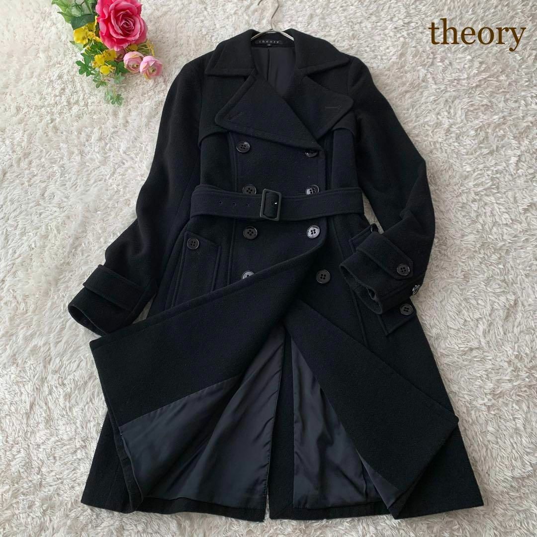 美品✨ theory セオリー ロングコート ウール100% M相当 グレー-