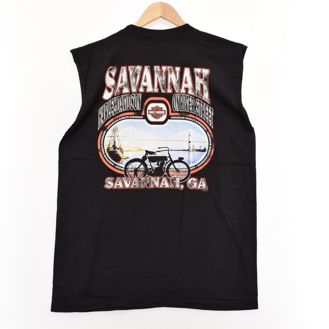 ハーレーダビッドソン Harley-Davidson 両面プリント モーターサイクル バイクTシャツ ノースリーブ USA製 メンズL /eaa320357