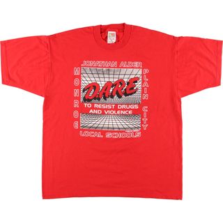 90年代 フルーツオブザルーム FRUIT OF THE LOOM D.A.R.E. 薬物乱用予防教育 プリントTシャツ メンズM ヴィンテージ /eaa354415