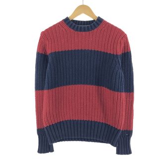 トミーヒルフィガー(TOMMY HILFIGER)の古着 トミーヒルフィガー TOMMY HILFIGER ボーダー柄 コットンニットセーター メンズL /eaa367275(ニット/セーター)