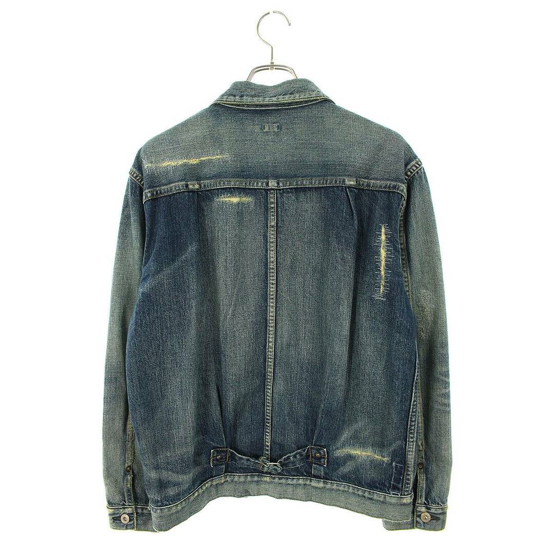 シークエル ×フラグメントデザイン fragment design 22AW DENIM JACKET INDIGO SQ-22AW-JK-10  ウォッシュダメージ加工デニムジャケット メンズ M