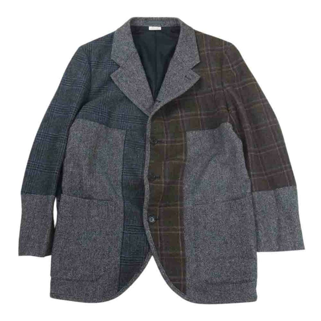 COMME des GARCONS HOMME DEUX コムデギャルソンオムドゥ AD2021 DH-J042 WOOL TWEED PATCHWORK ウール ツイード パッチワーク ジャケット グレー系 L【美品】