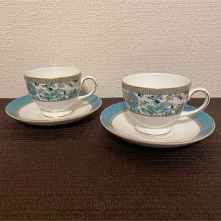 baiya コーヒーカップ　カップ　ソーサー　青　二重構造　熱くならない　陶器