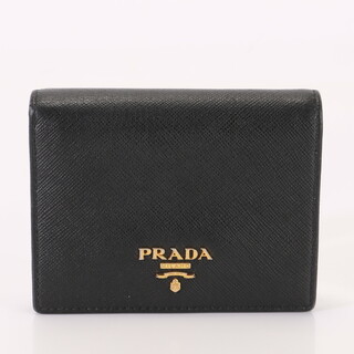 極美品 プラダ 折り財布 ブラック サフィアーノレザー 1MV204