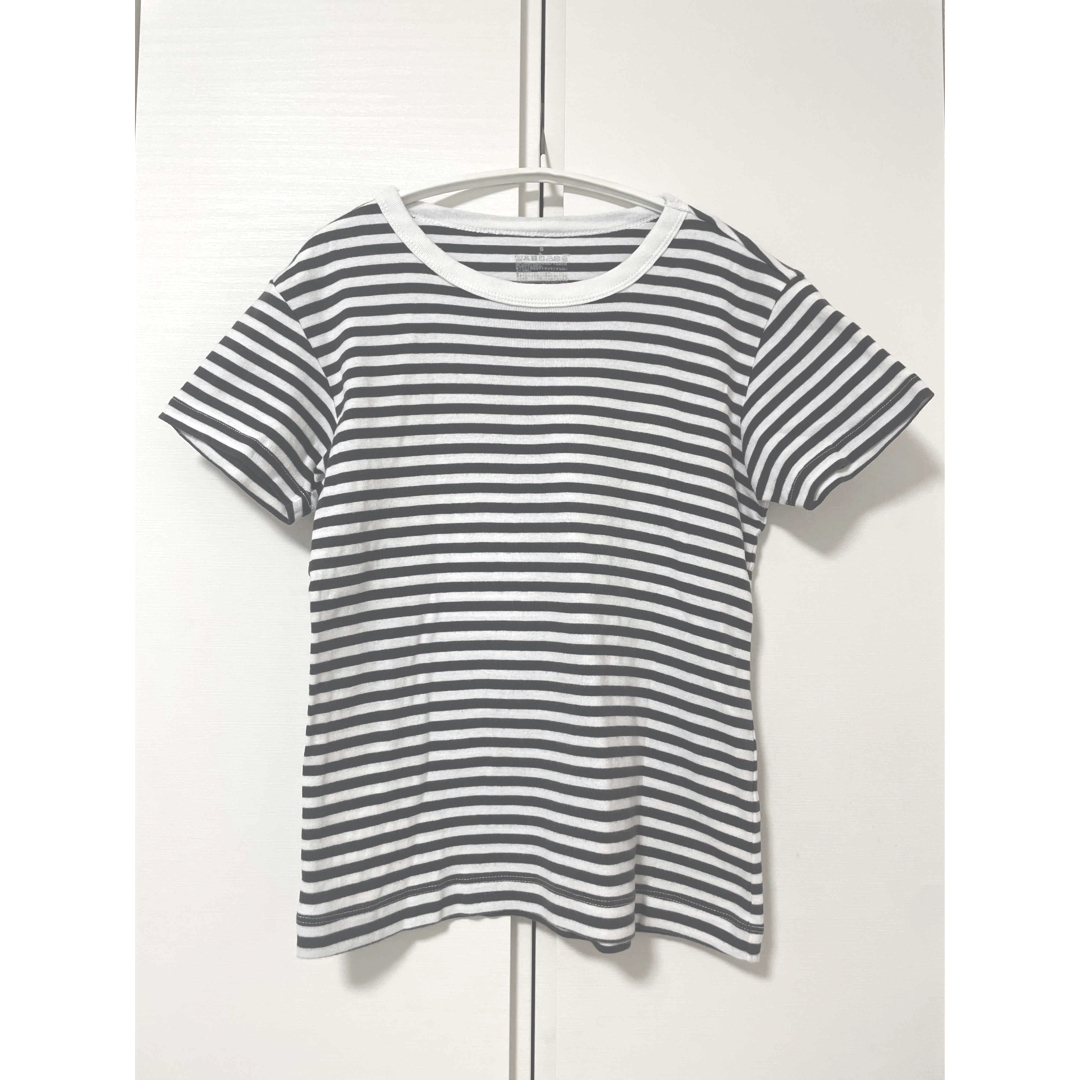 MUJI (無印良品)(ムジルシリョウヒン)の無印　ボーダーTシャツ　白×グレー レディースのトップス(Tシャツ(半袖/袖なし))の商品写真