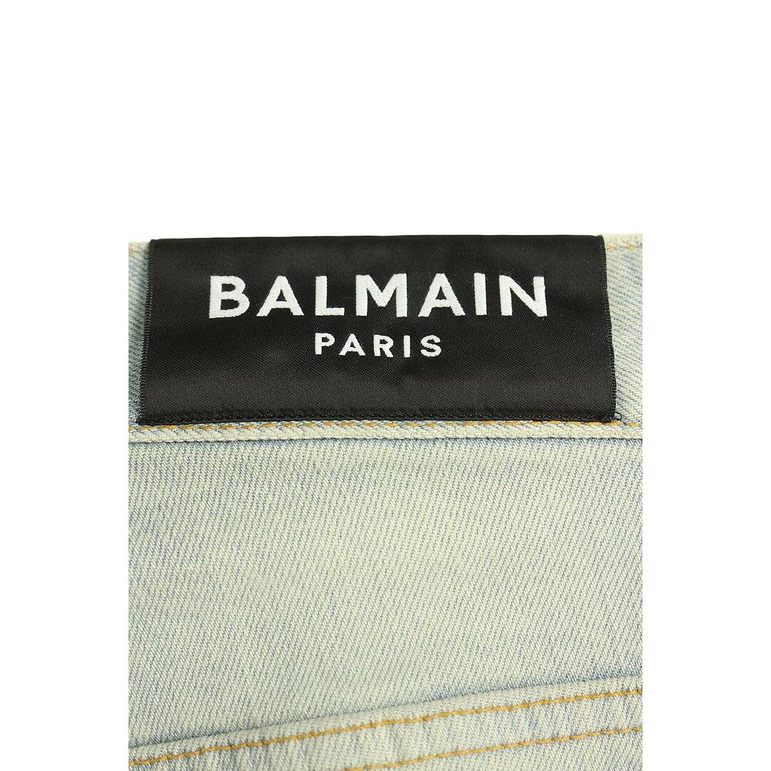 BALMAIN(バルマン)のバルマン  5385Z062 蛇腹バイカークラッシュ加工デニムパンツ メンズ 28インチ メンズのパンツ(デニム/ジーンズ)の商品写真