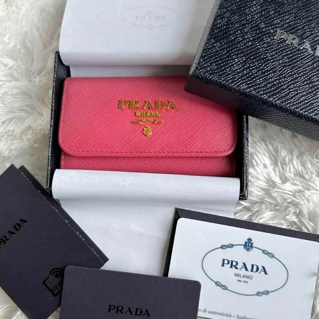 付属品完備【極美品】プラダ PRADA 6連 キーケース サフィアーノ ピンク