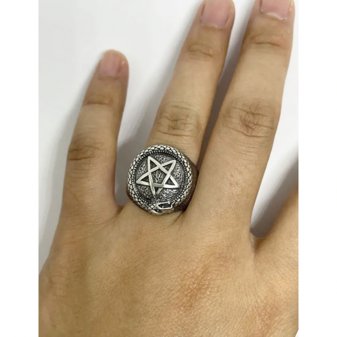 ウロボロスSILVER五芒星銀シルバー925リング名作クラフト不老不死指輪sウ2 メンズのアクセサリー(リング(指輪))の商品写真