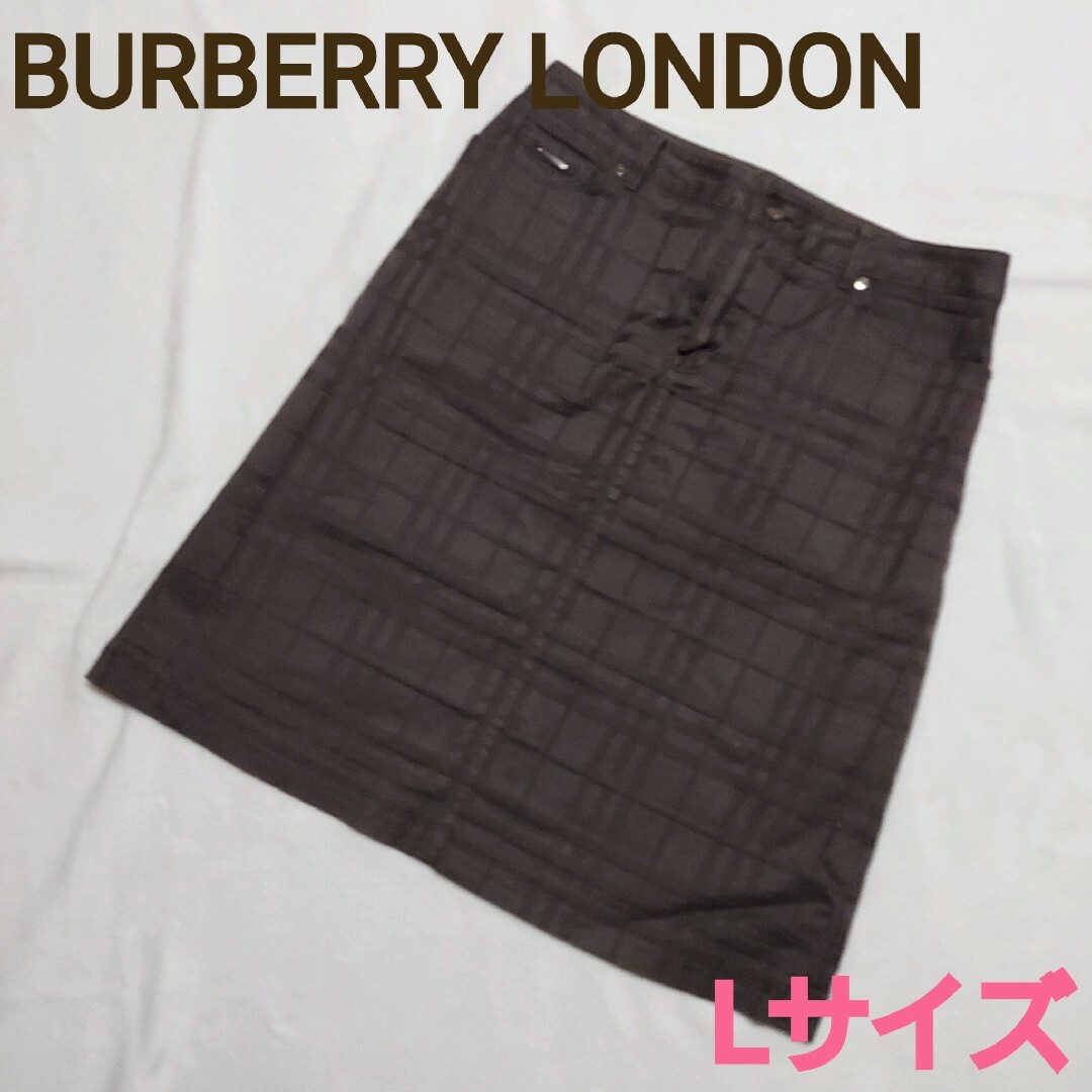 BURBERRY(バーバリー)の美品☆バーバリーロンドン シャドーノバチェックスカート 40 XL相当  茶色 レディースのスカート(ひざ丈スカート)の商品写真