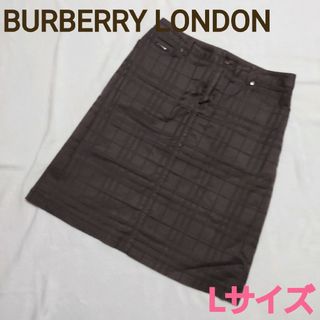 バーバリー(BURBERRY)の美品☆バーバリーロンドン シャドーノバチェックスカート 40 XL相当  茶色(ひざ丈スカート)