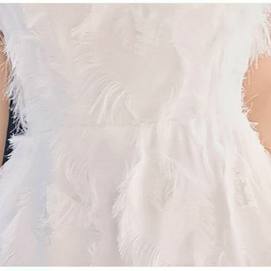 【SS2023 最新作】フェザードレス　ホワイト　結婚式　ウエディングドレス
