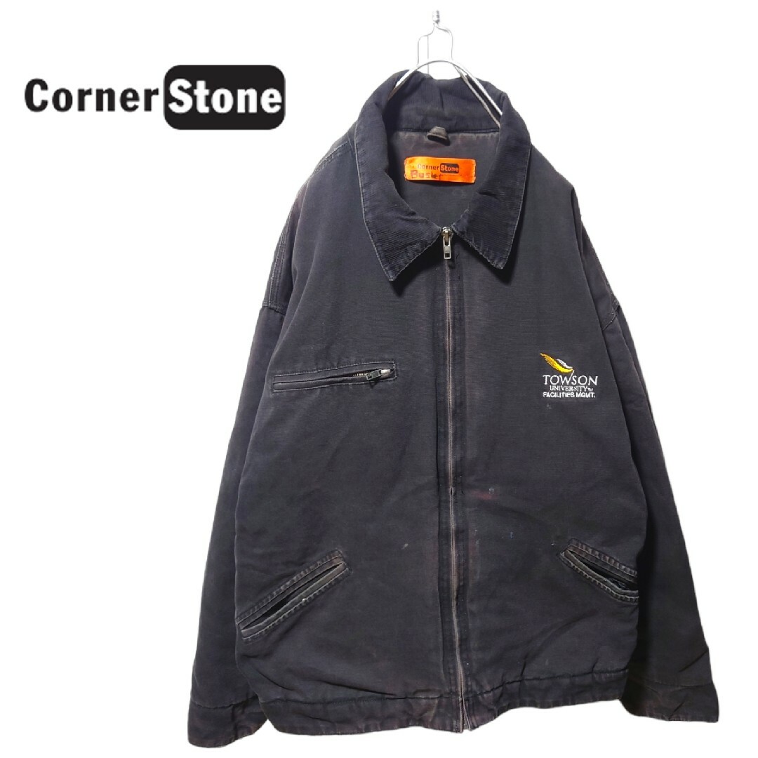 【Corner Stone】コーデュロイ襟 中綿入りダックジャケット S-132