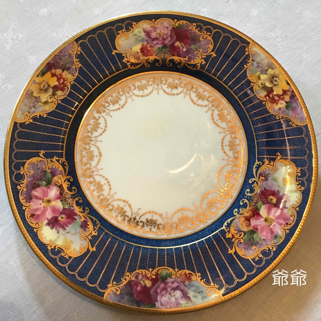 ROYAL DOULTON ロイヤルドルトン/金彩 パウダーブルー手描き皿-