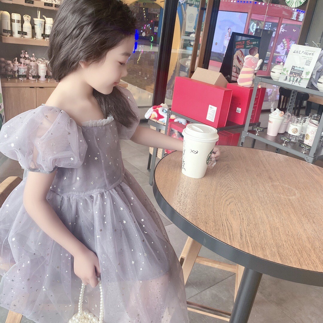 韓国子供服　 可愛らしい　姫さまチュール紫ワンピース キッズ/ベビー/マタニティのキッズ服女の子用(90cm~)(ワンピース)の商品写真