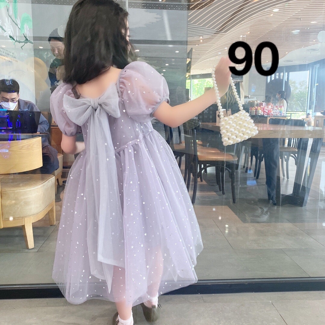 韓国子供服 可愛らしい 姫さまチュール紫ワンピースの通販 by