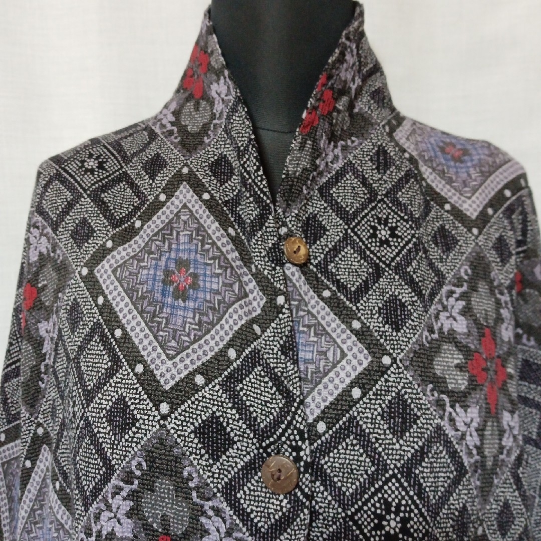 美品 L〜XL 和楽の里 和柄 シャツ チュニック 羽織り インド綿 レディースのトップス(シャツ/ブラウス(長袖/七分))の商品写真