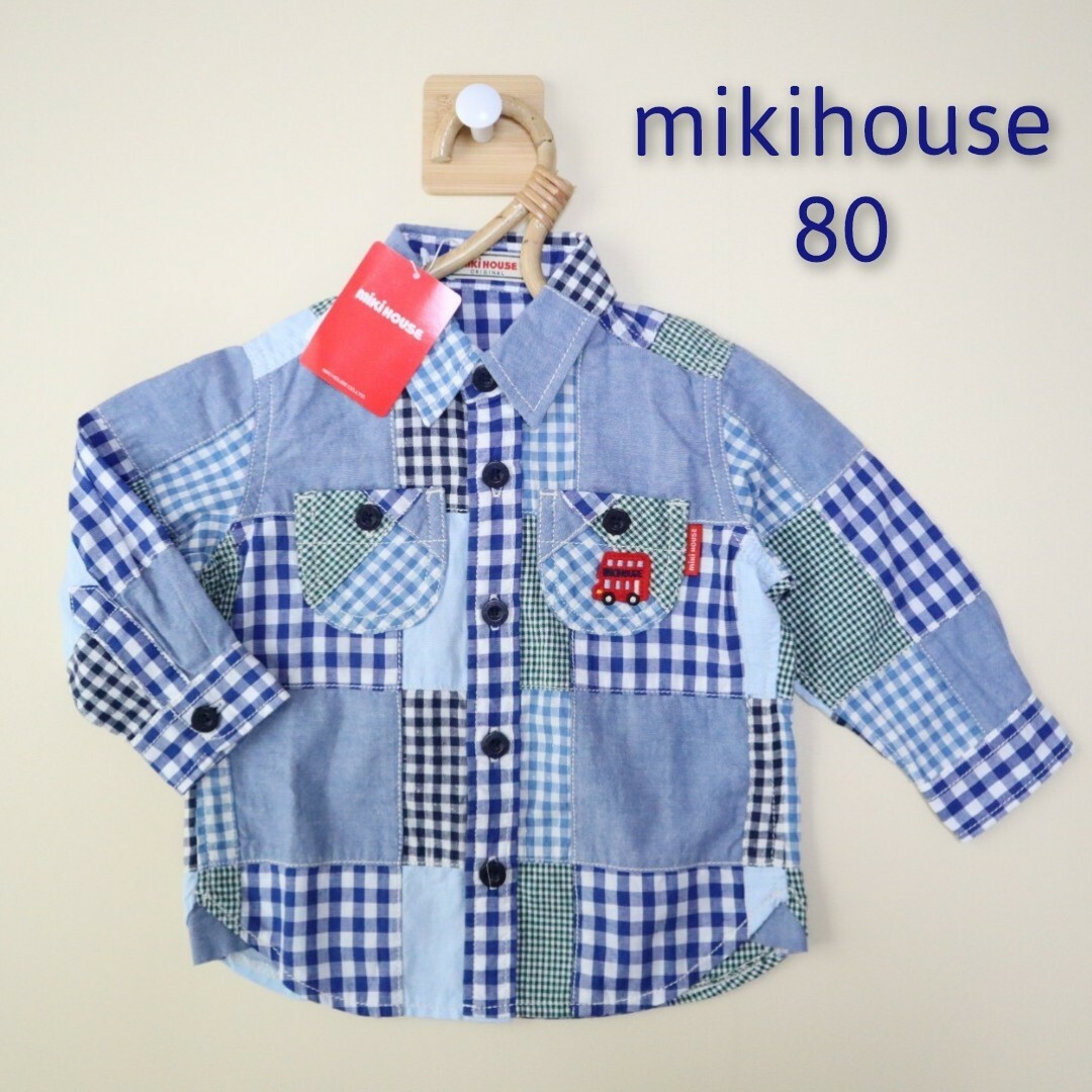 mikihouse(ミキハウス)の＊新品＊ミキハウス　長袖シャツ　パッチワーク【80】 キッズ/ベビー/マタニティのベビー服(~85cm)(シャツ/カットソー)の商品写真