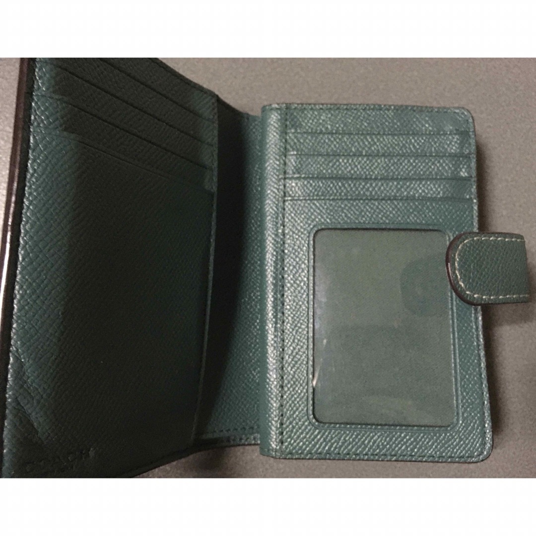 COACH(コーチ)のcoach ２つ折り　財布　ディープグリーン レディースのファッション小物(財布)の商品写真