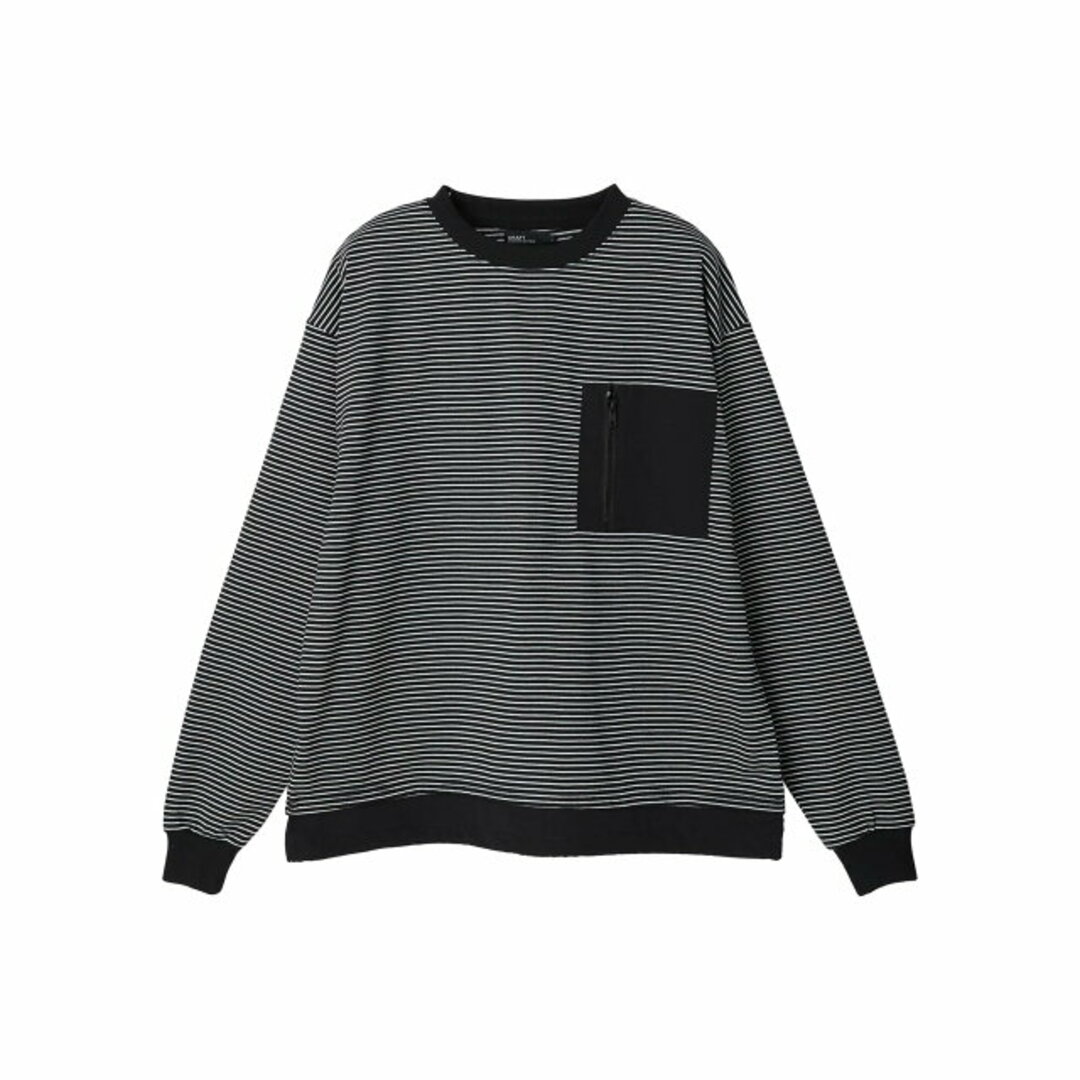 【ブラック】リサイクル20/2天竺ボーダー切り替えH/S TEE/23AW