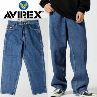 新品 アヴィレックス リビルド バーシティー ペインター デニムパンツ XL 青