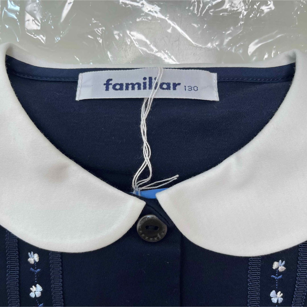 familiar ❁ 半袖 ワンピース 紺 襟 130 受験 タグ付 新品未使用