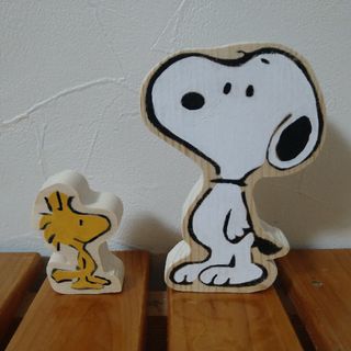 スヌーピー(SNOOPY)のスヌーピー　ウッドストック　木製オブジェ(インテリア雑貨)