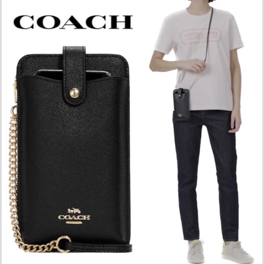 COACH スマホショルダー 大人気！！ フォーン クロスボディ ブラック新品