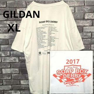 ギルタン(GILDAN)のUS古着 イベント限定Tシャツ　カーレース　白t ビッグプリント　XL 企業ロゴ(Tシャツ/カットソー(半袖/袖なし))