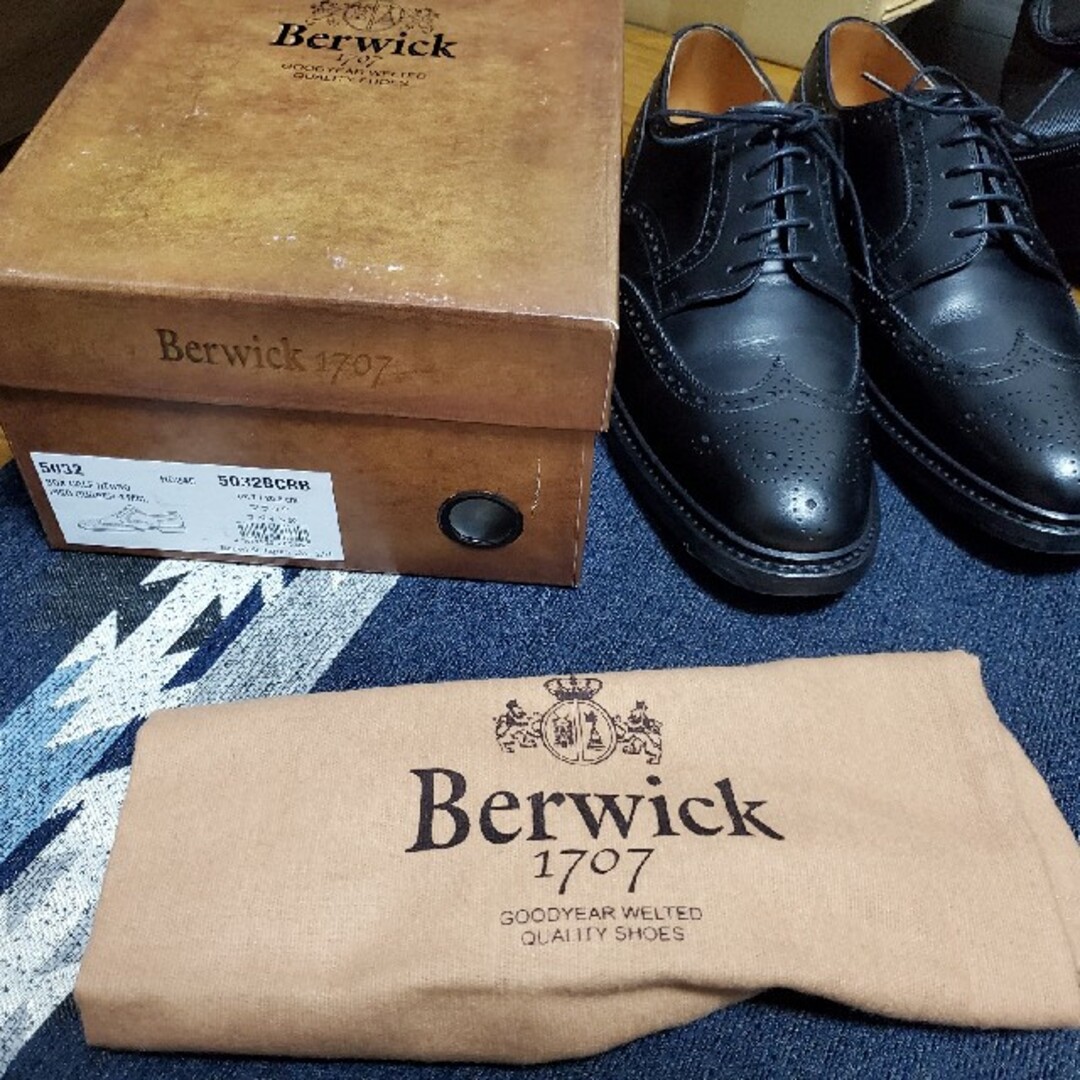 Berwick - バーウィック berwick ウィングチップ 外羽 革靴 黒