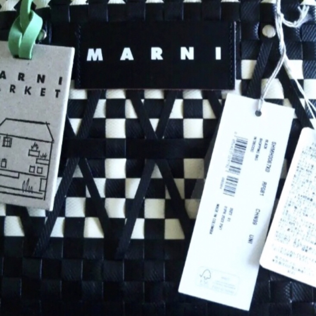 Marni - 新品 マルニマーケット ピクニックバッグ ステンシルバッグ 黒