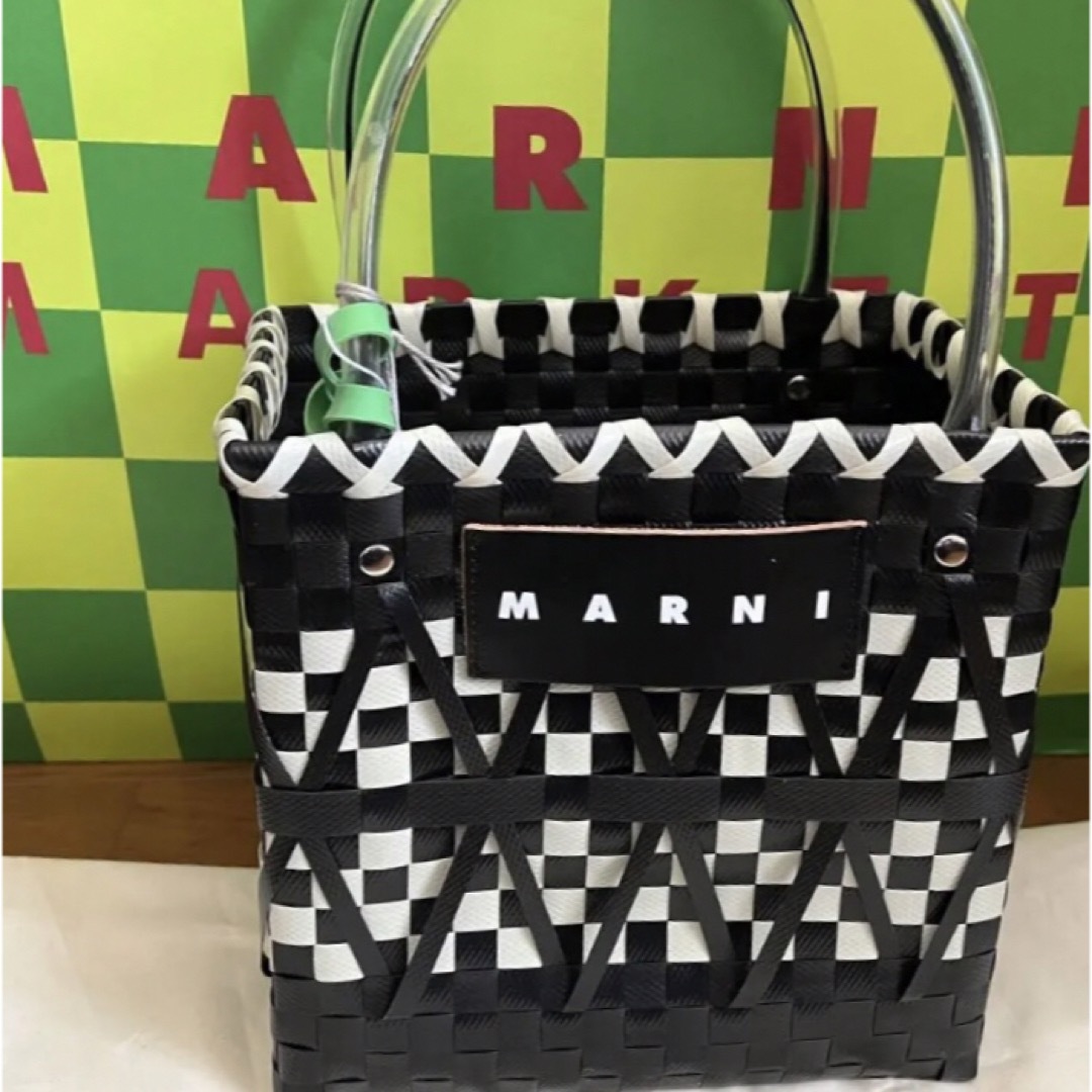 新品未使用 マルニ MARNI marni カゴバッグ ステンシルバッグ 黒色