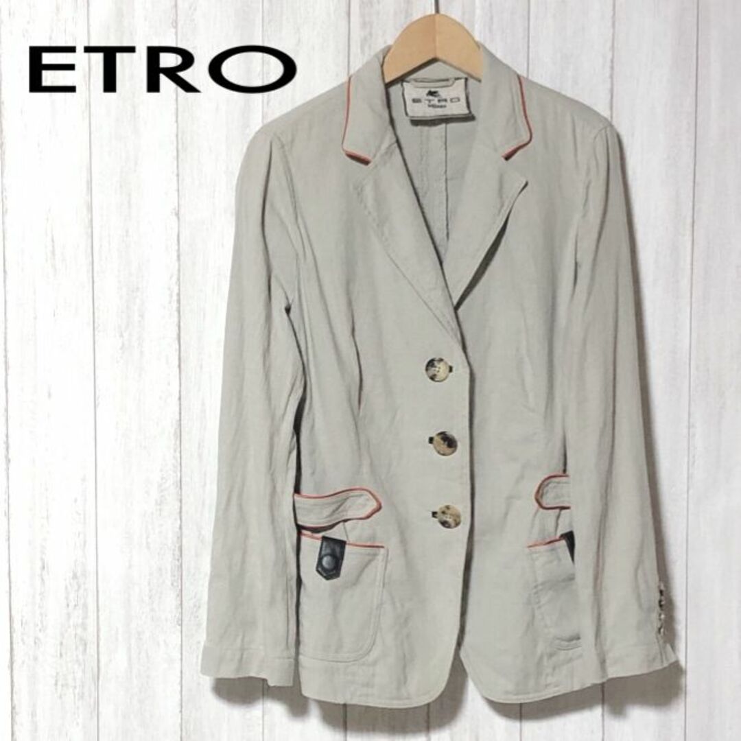 誕生日プレゼント エトロ 3B ジャケット 46/ETRO レザー使用 麻綿 3B