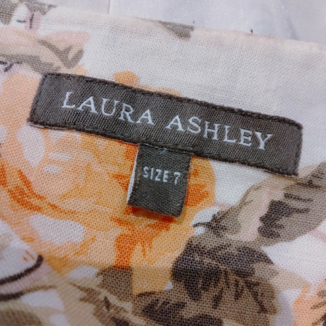 Laura Ashleyローラアシュレイ　麻混イエローローズ　ワンピース　7